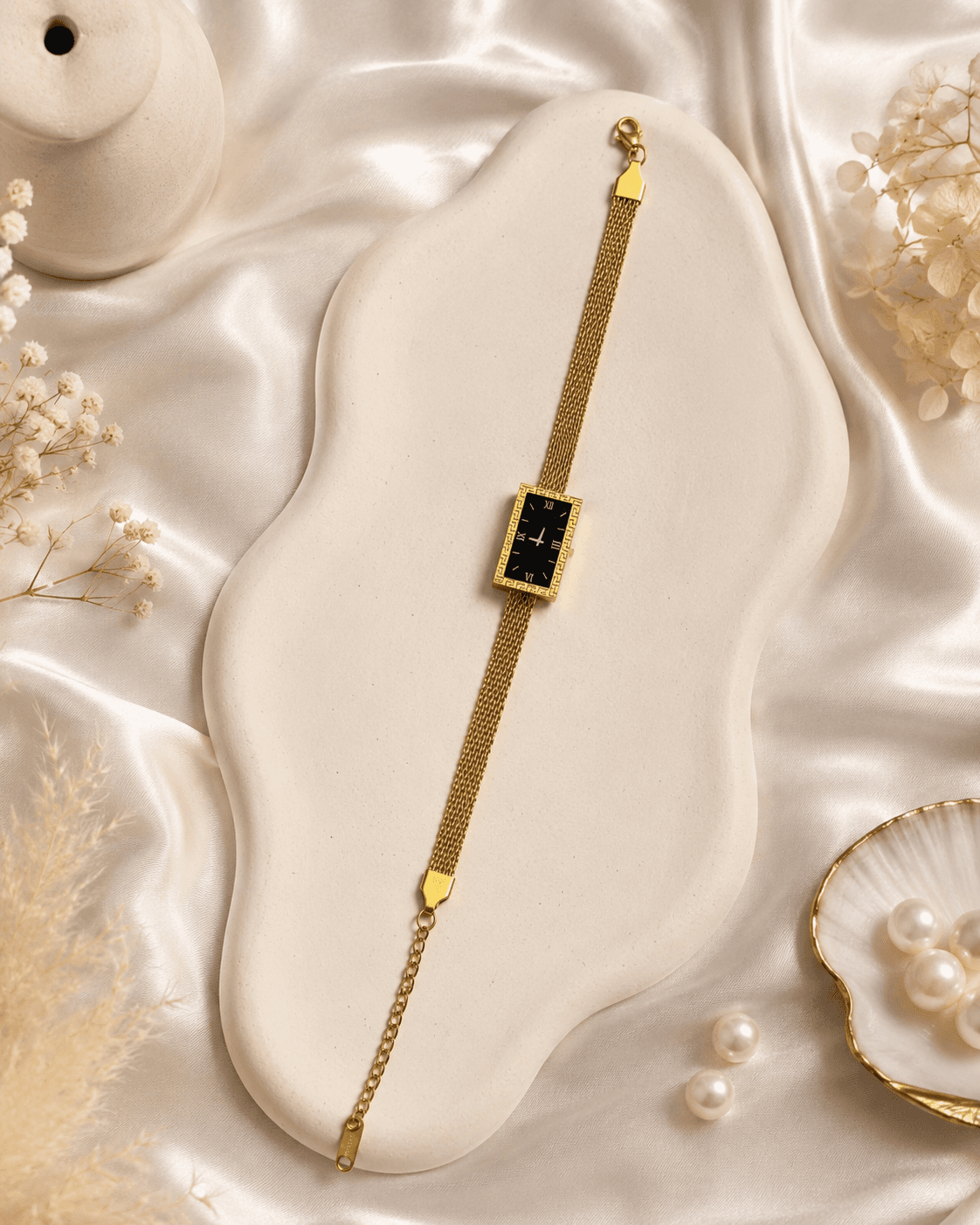 Gold Roman Dial Bracelet Watch with Mesh Strap main product photo - Bracelets at ShopKaar