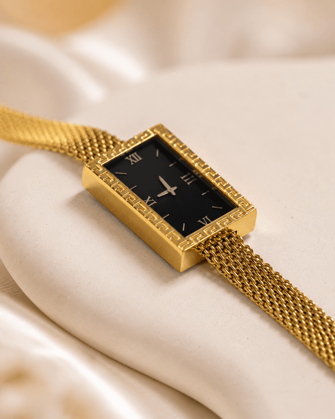 Gold Roman Dial Bracelet Watch with Mesh Strap detail photo 3 - Bracelets at ShopKaar