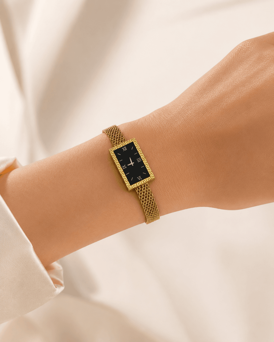 Gold Roman Dial Bracelet Watch with Mesh Strap detail photo 6 - Bracelets at ShopKaar