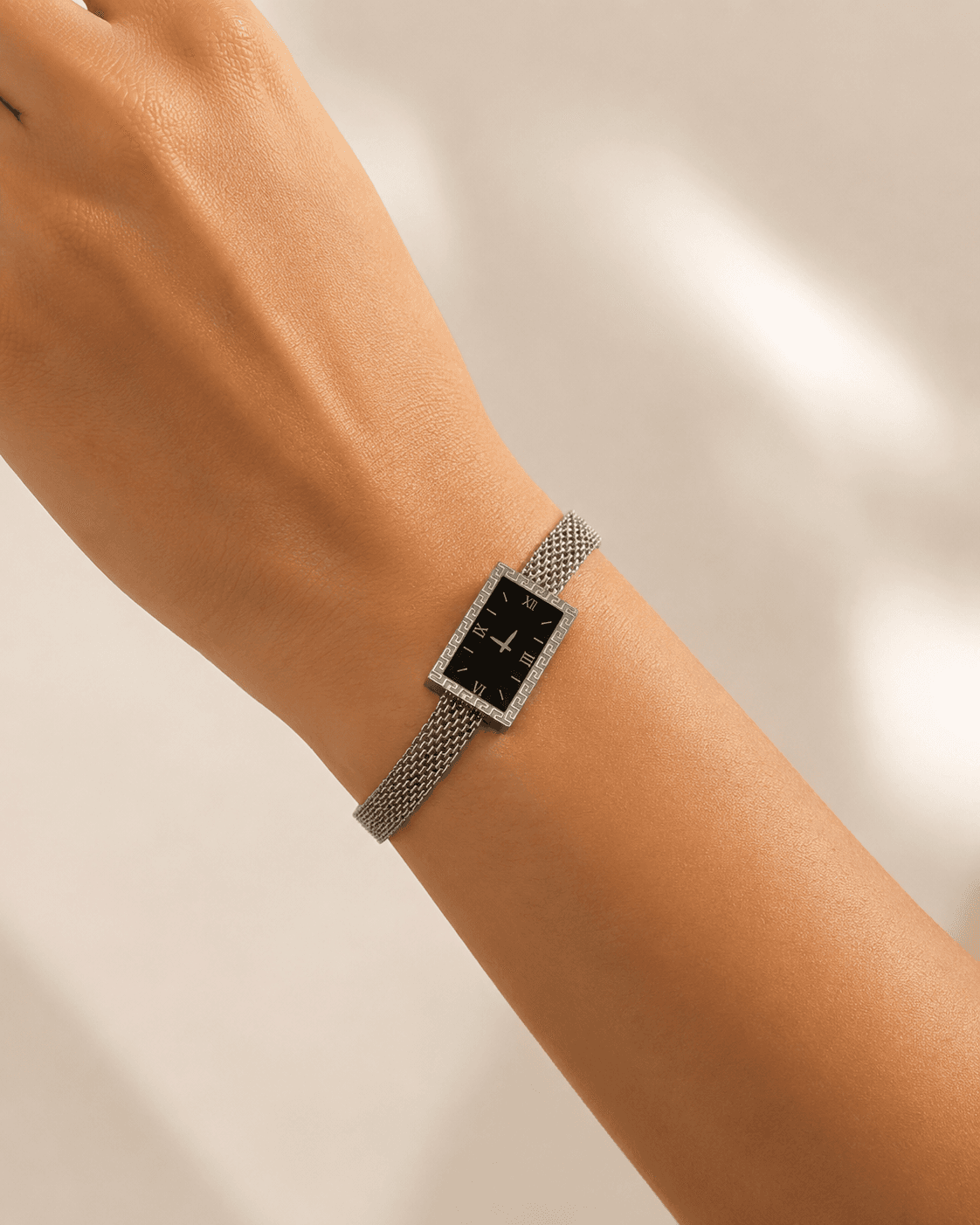 Silver Roman Dial Bracelet Watch with Mesh Strap detail photo 6 - Bracelets at ShopKaar