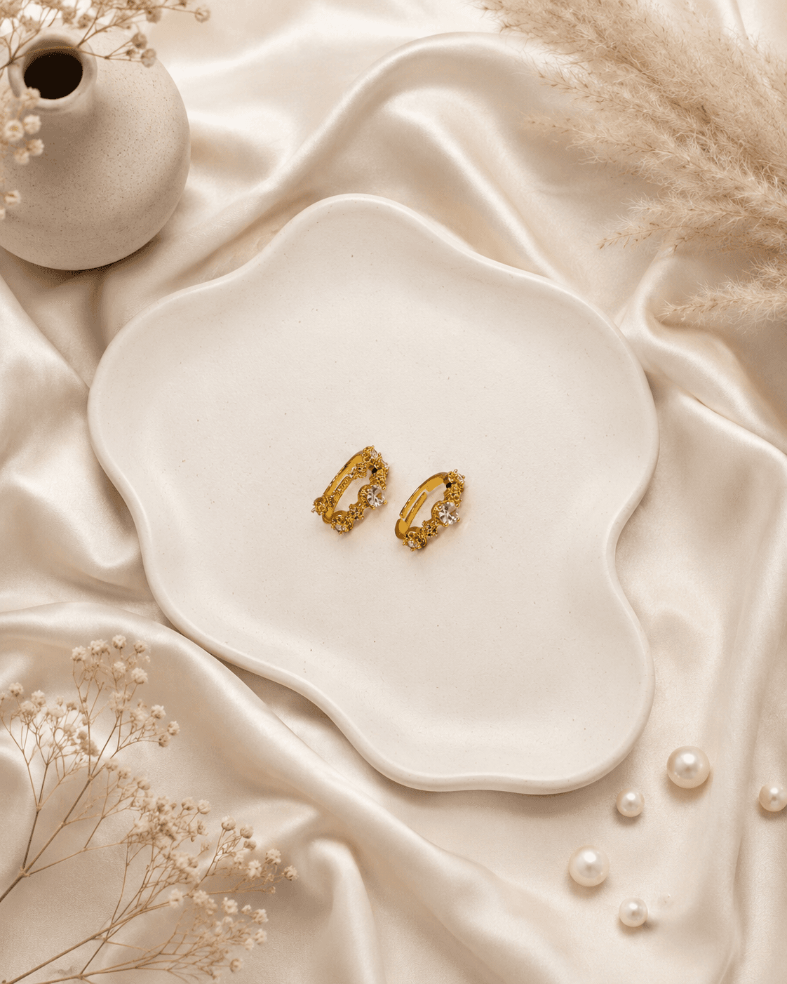 Gold Stackable Zircon Ring Set - 2pcs main product photo - Rings at ShopKaar
