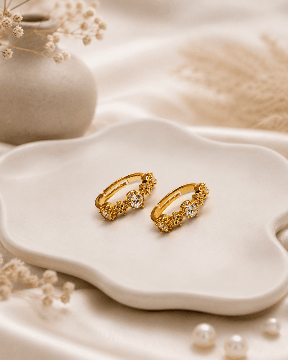 Gold Stackable Zircon Ring Set - 2pcs detail photo 2 - Rings at ShopKaar