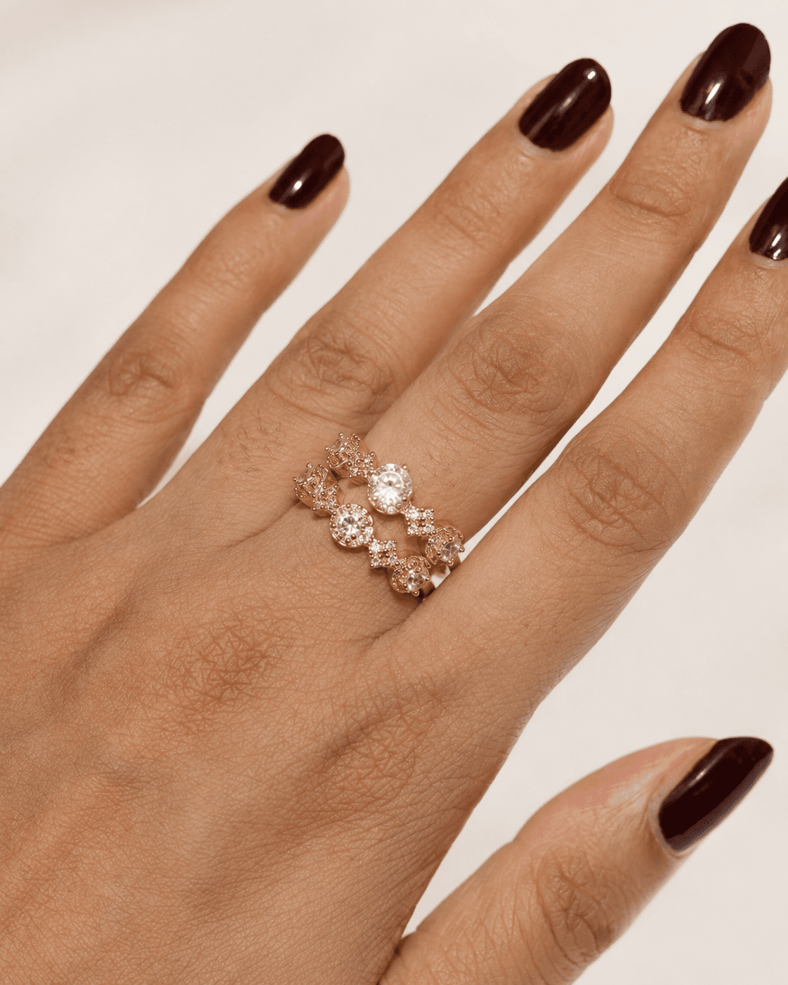 Gold Stackable Zircon Ring Set - 2pcs detail photo 6 - Rings at ShopKaar