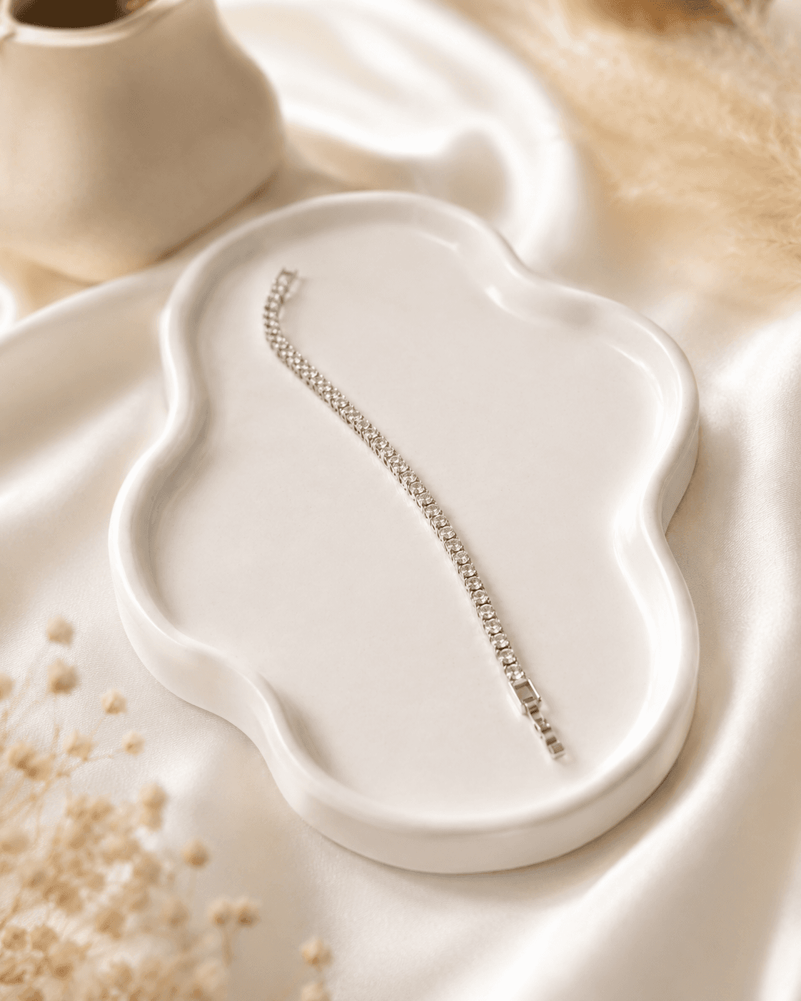 Silver Zircon Tennis Bracelet for Women detail photo 4 - Bracelets at ShopKaar