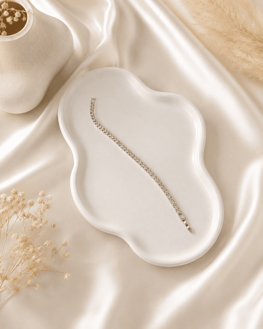 Silver Zircon Tennis Bracelet for Women detail photo 5 - Bracelets at ShopKaar