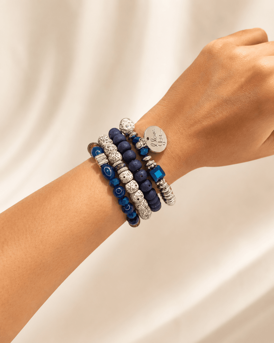 Blue Beaded Boho Bracelet Set - 4pcs detail photo 4 - Bracelets at ShopKaar