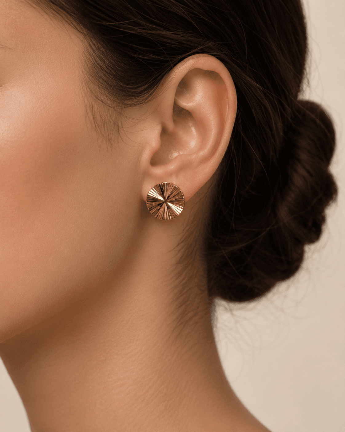 Gold-Tone Sunburst Round Stud Earrings detail photo 7 at ShopKaar