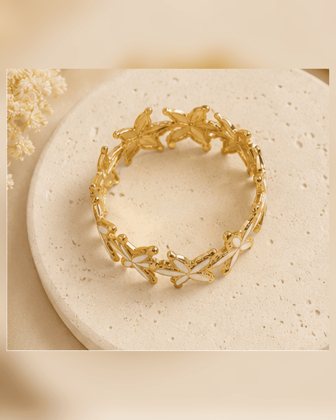 Gold-Tone Openwork Leaf Cuff Bracelet detail photo 2 at ShopKaar