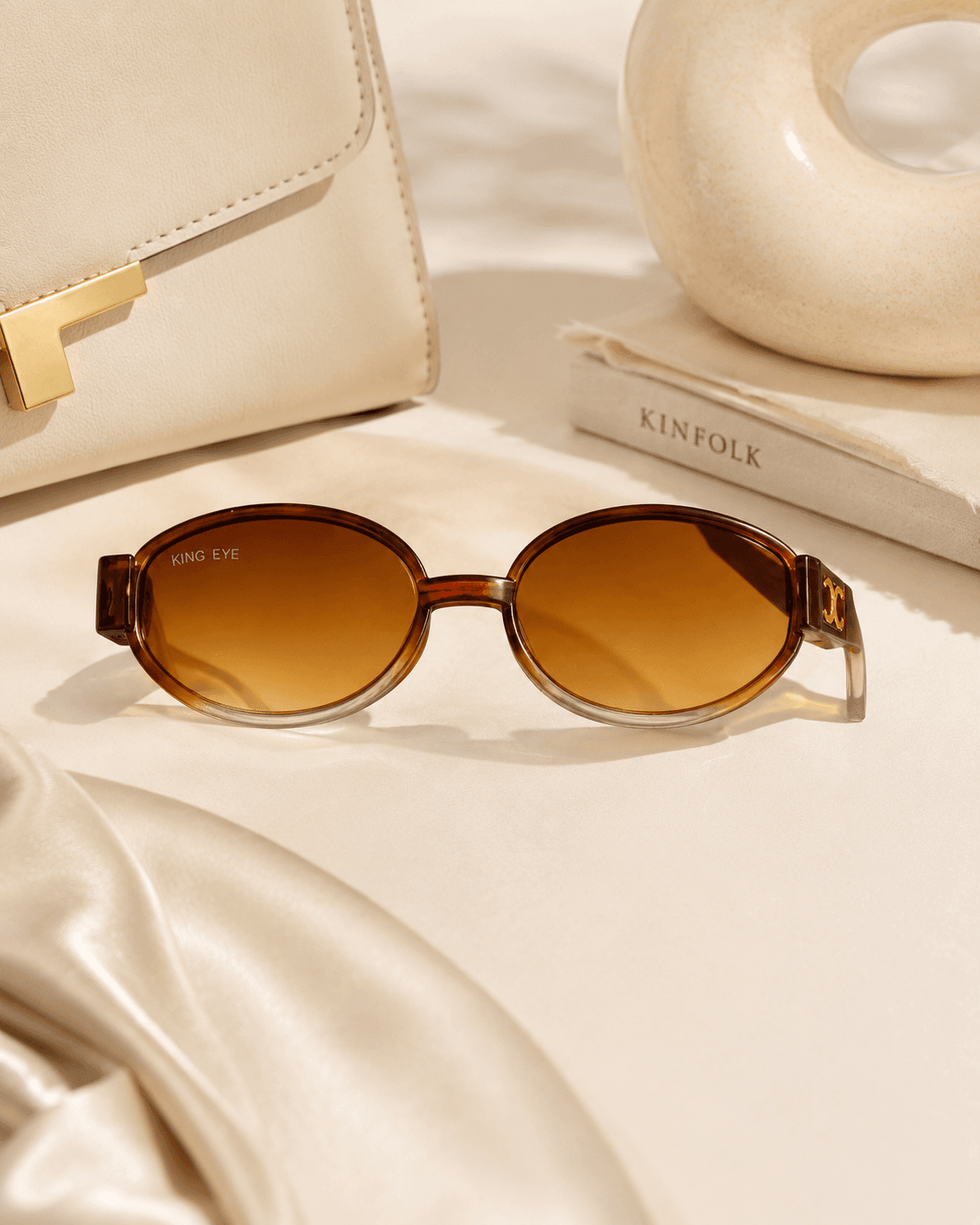 Amber Oval Brown Gradient Fashion Sunglasses detail photo 6 at ShopKaar
