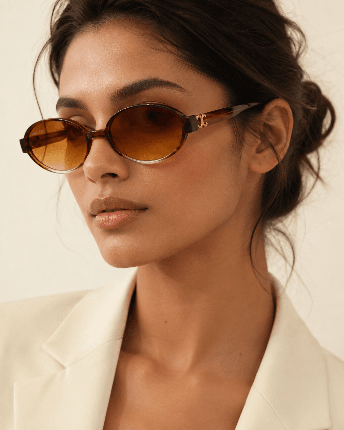 Amber Oval Brown Gradient Fashion Sunglasses detail photo 7 at ShopKaar