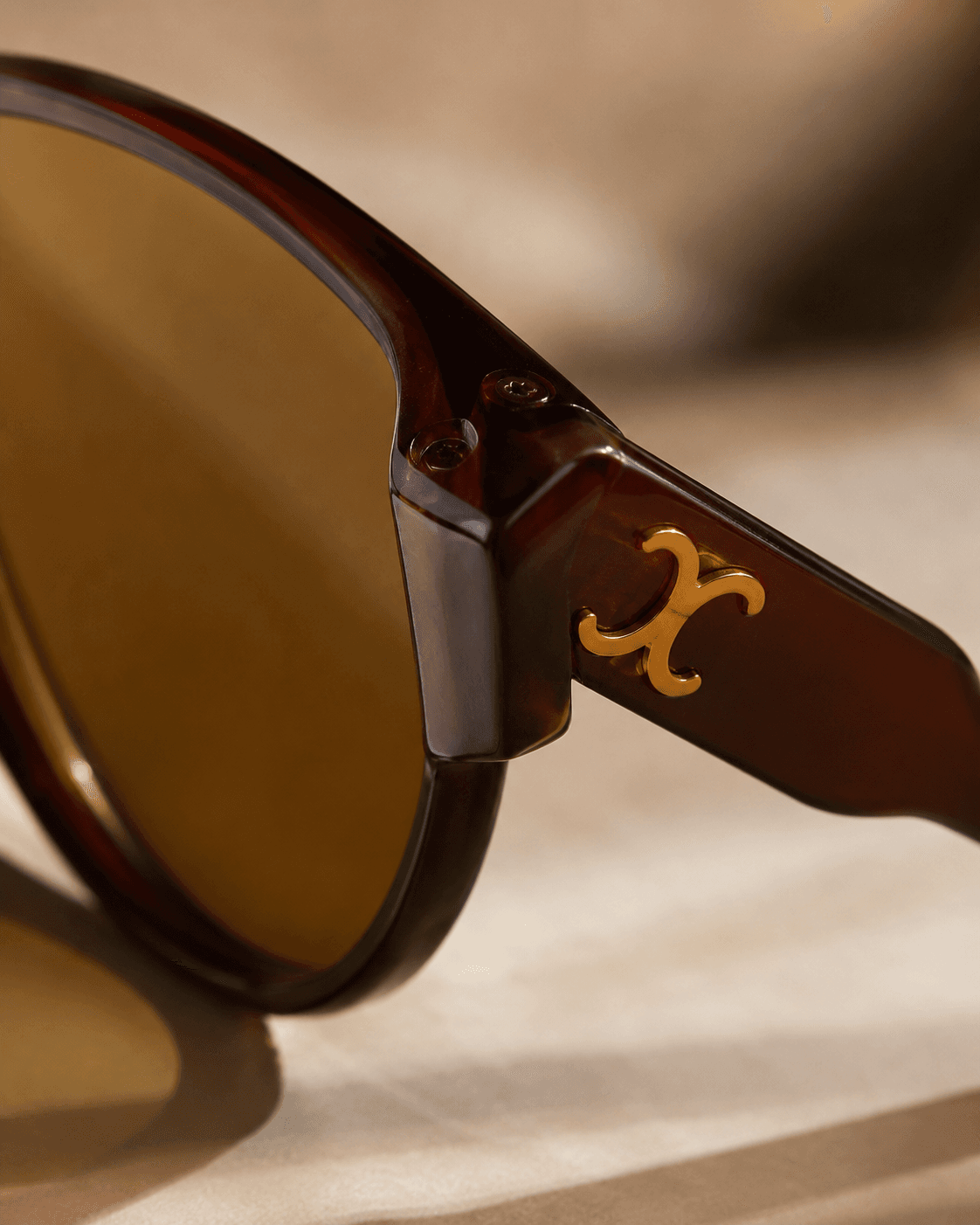 Tortoiseshell Geometric Amber-Lens Sunglasses detail photo 5 at ShopKaar