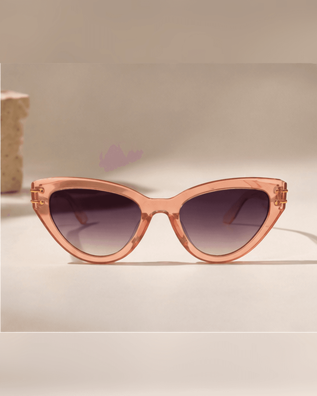 Blush Pink Oversized Cat-Eye Purple Gradient Sunglasses detail photo 2 at ShopKaar