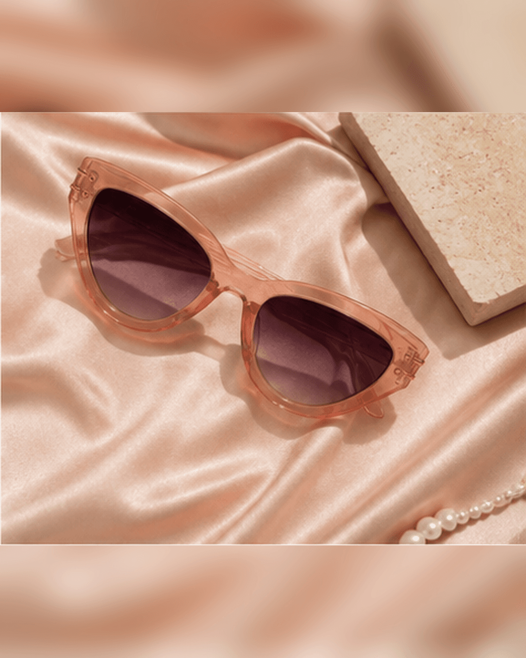 Blush Pink Oversized Cat-Eye Purple Gradient Sunglasses detail photo 3 at ShopKaar