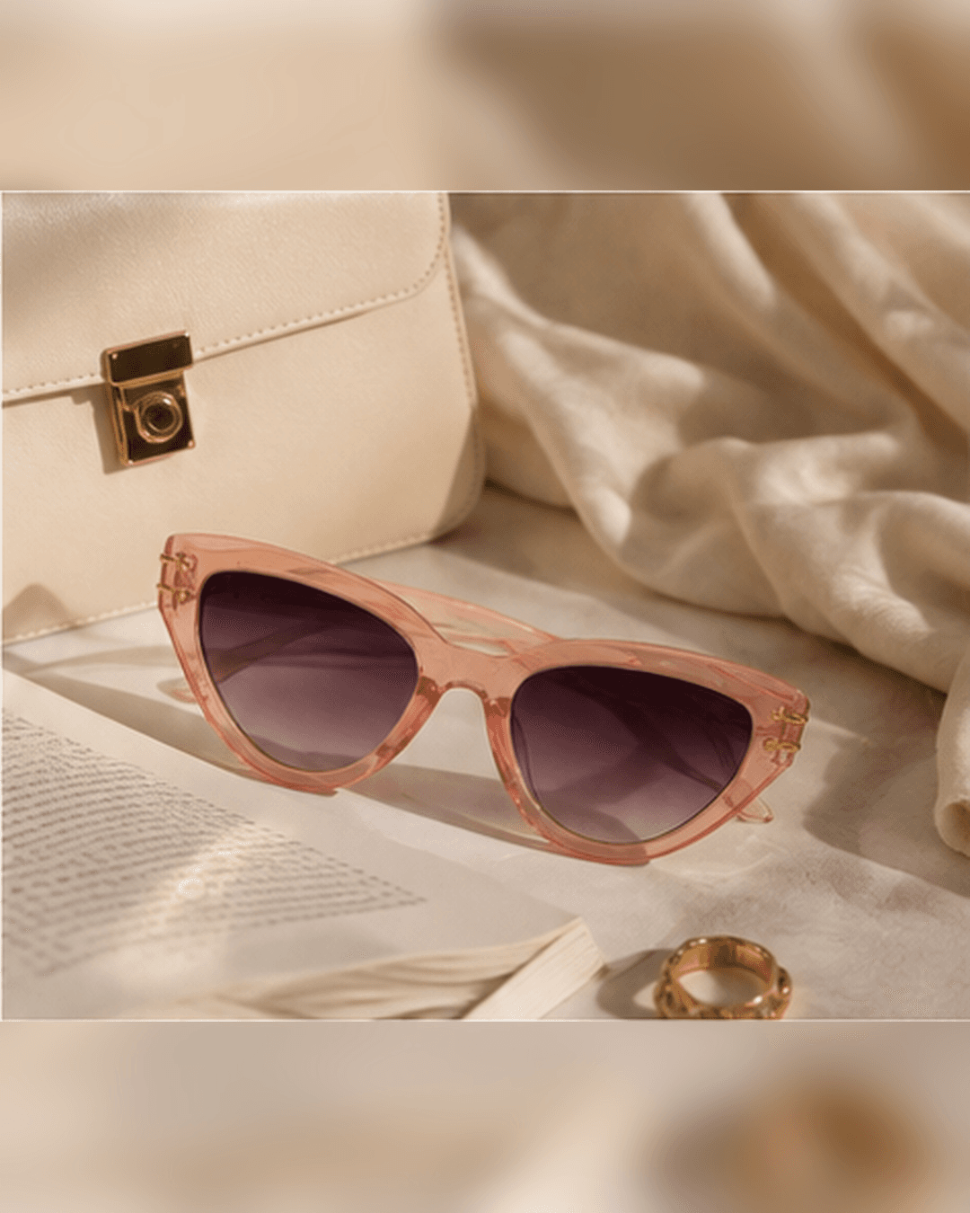 Blush Pink Oversized Cat-Eye Purple Gradient Sunglasses detail photo 5 at ShopKaar