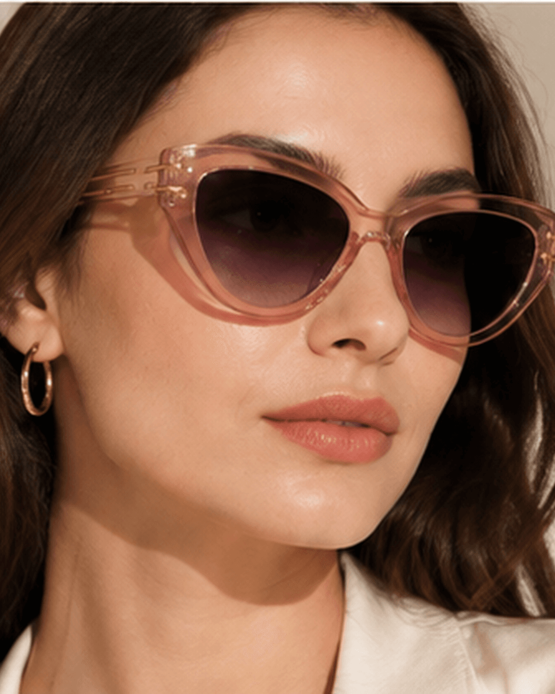 Blush Pink Oversized Cat-Eye Purple Gradient Sunglasses detail photo 6 at ShopKaar