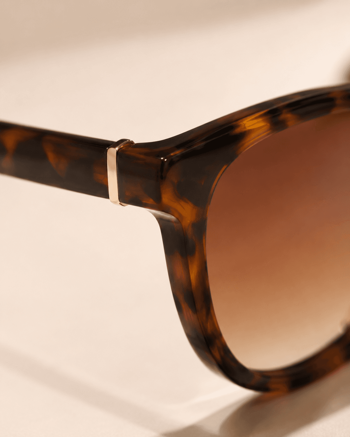 Tortoiseshell Round Brown Gradient Sunglasses detail photo 5 at ShopKaar