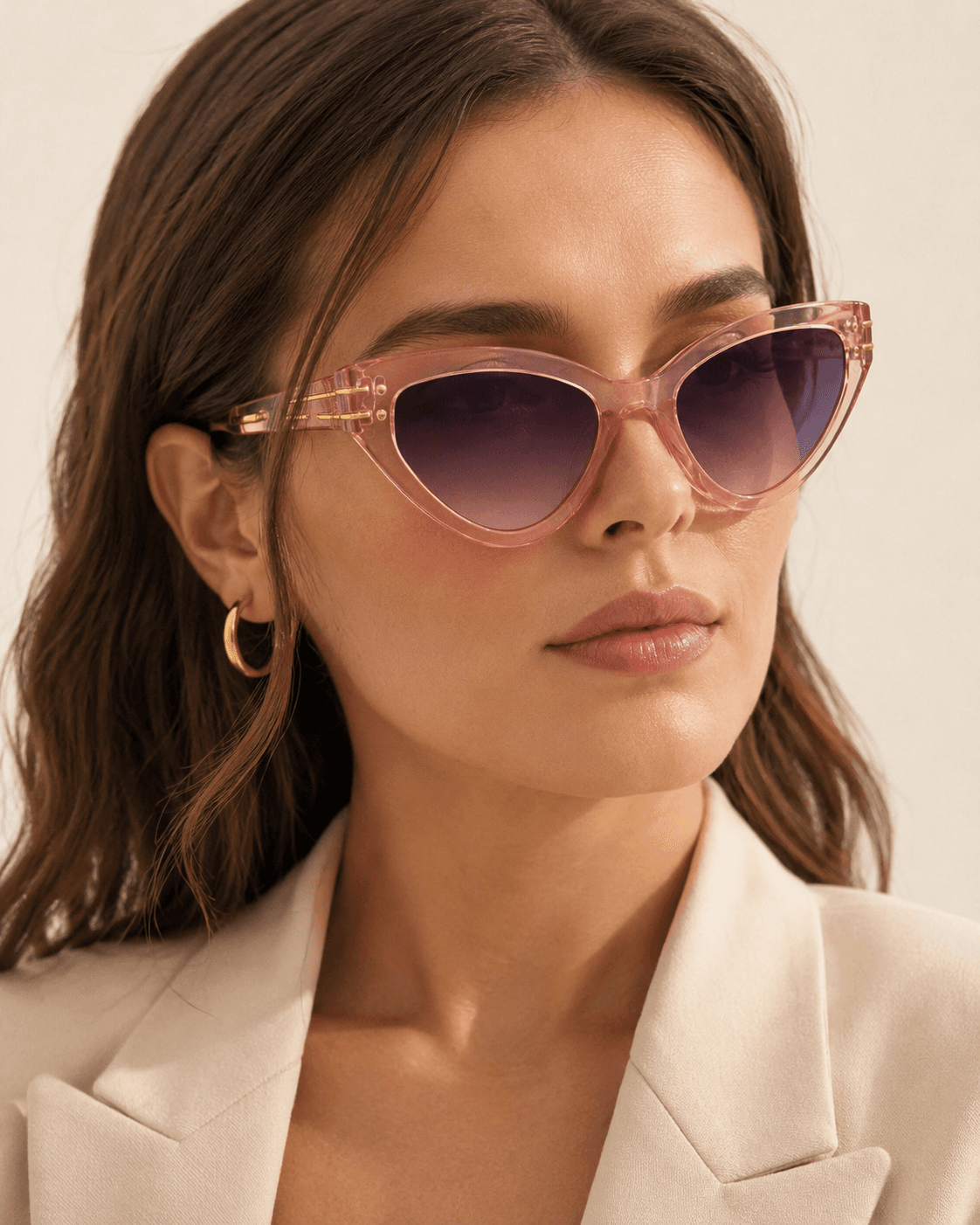 Rose Pink Cat-Eye Purple Gradient Sunglasses detail photo 7 at ShopKaar