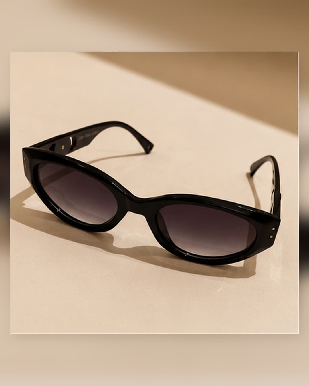 Black Oval Purple Gradient Gold Disc-Temple Sunglasses main product photo at ShopKaar
