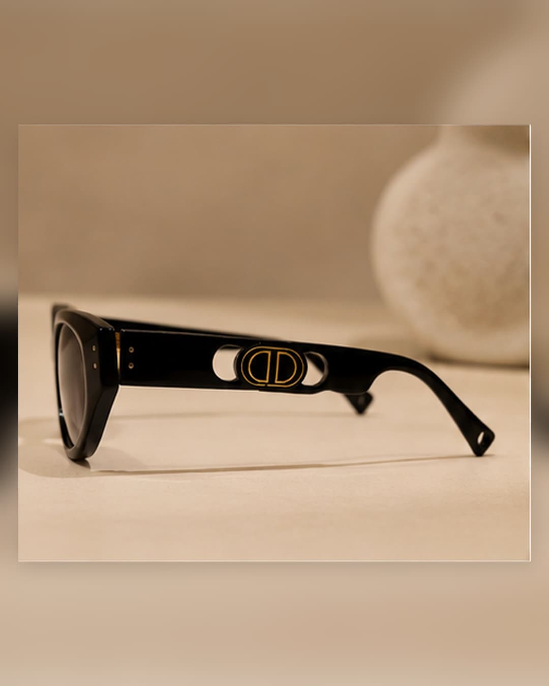 Black Oval Purple Gradient Gold Disc-Temple Sunglasses side view at ShopKaar