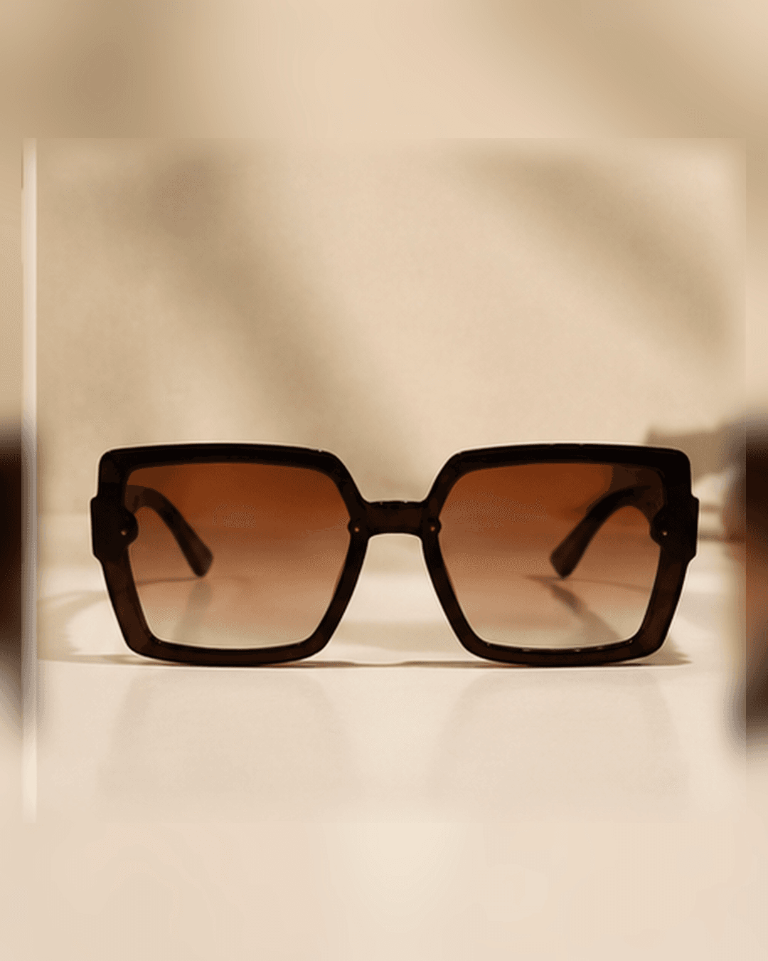 Tortoiseshell Oversized Square Brown Gradient Sunglasses detail photo 3 at ShopKaar