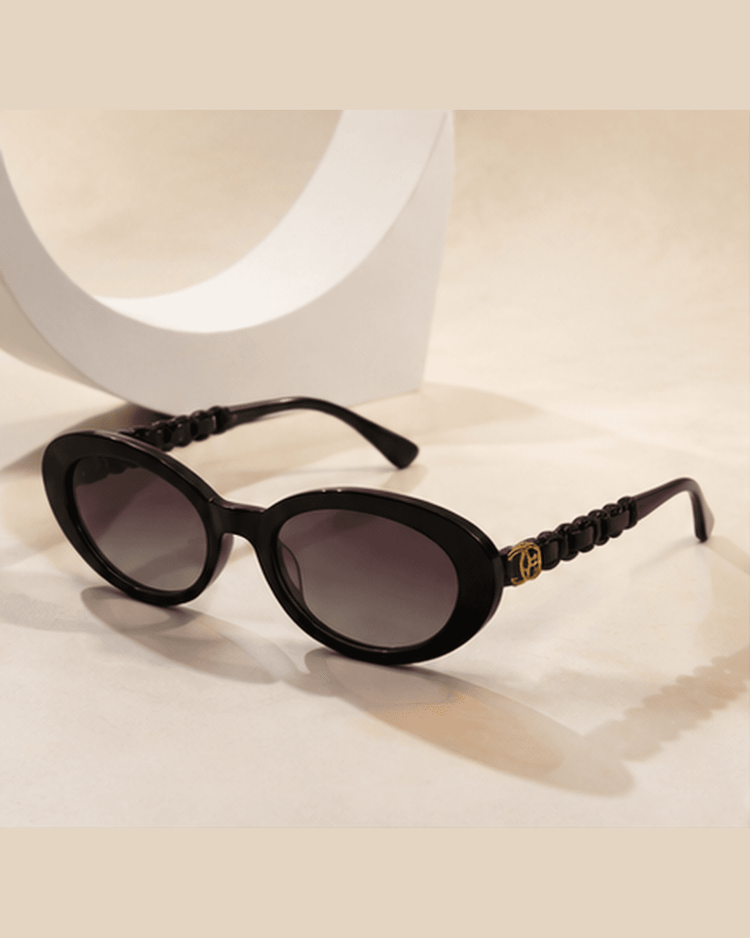 Black Oval Purple Gradient Chain-Temple Sunglasses main product photo at ShopKaar