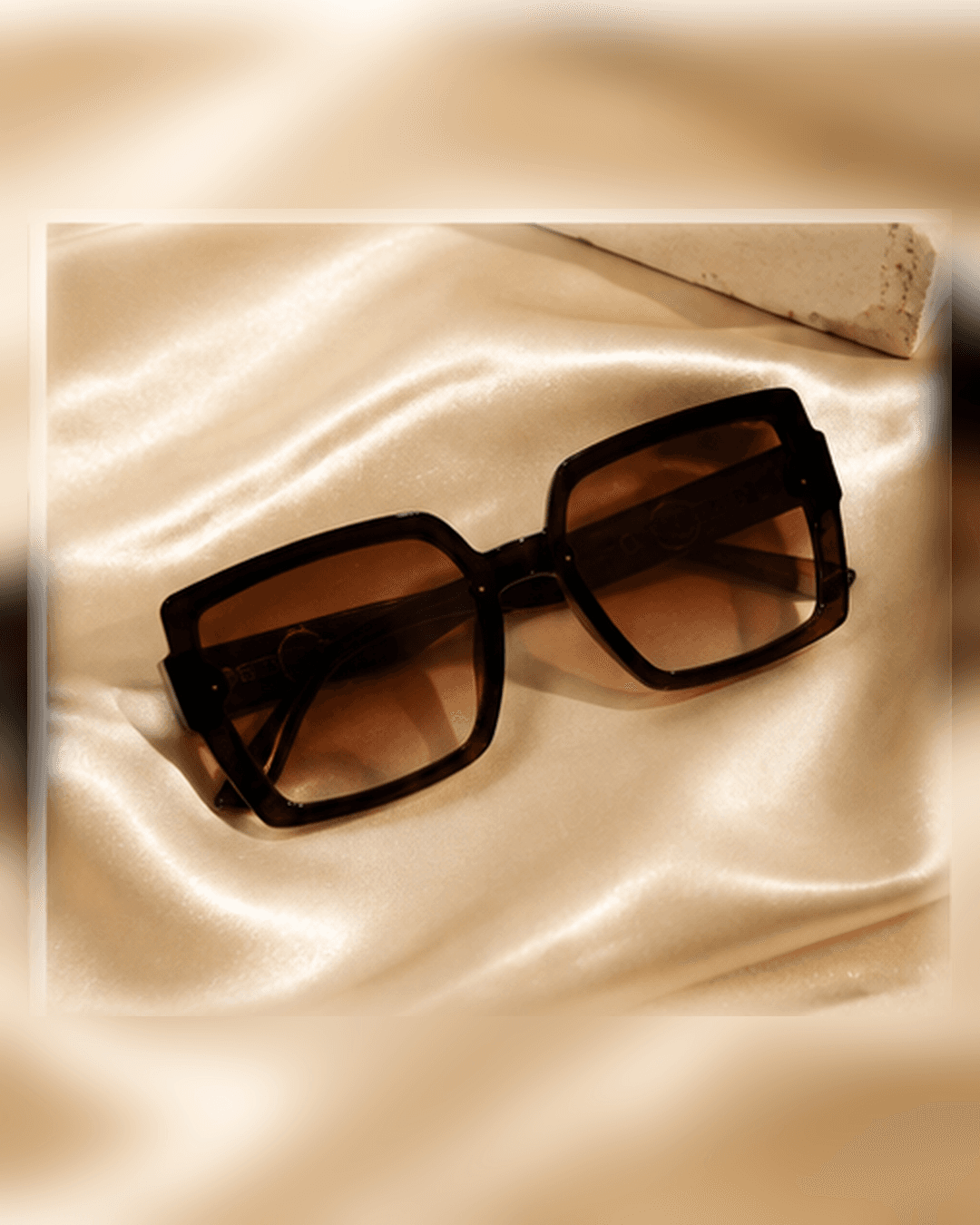 Tortoiseshell Oversized Square Brown Gradient Sunglasses detail photo 5 at ShopKaar