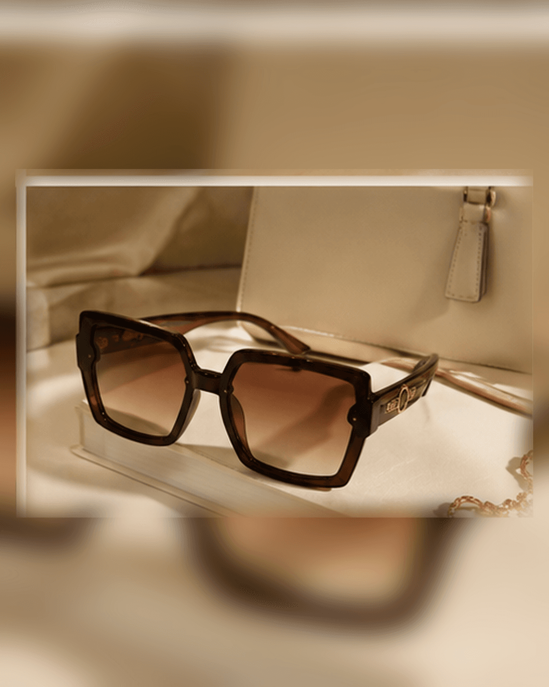 Tortoiseshell Oversized Square Brown Gradient Sunglasses detail photo 7 at ShopKaar