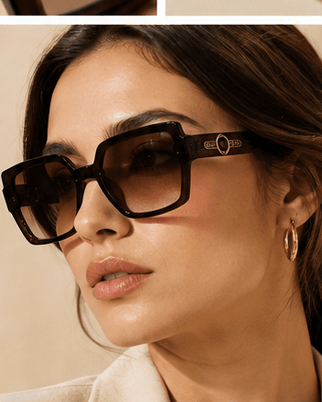 Tortoiseshell Oversized Square Brown Gradient Sunglasses detail photo 8 at ShopKaar