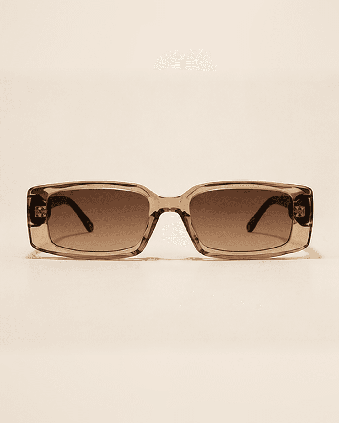 Taupe Rectangular Brown Gradient Gold-Temple Sunglasses detail photo 2 at ShopKaar