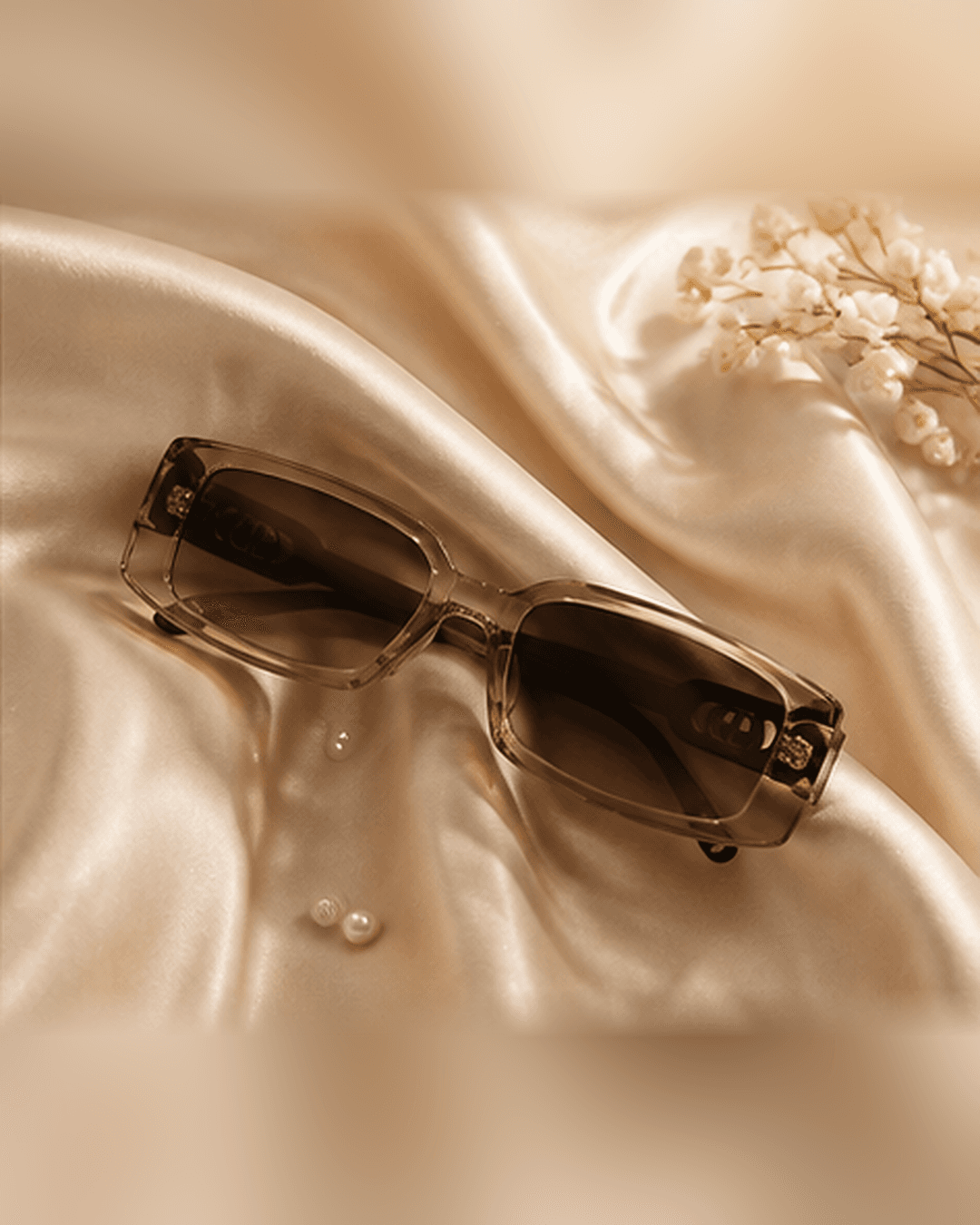 Taupe Rectangular Brown Gradient Gold-Temple Sunglasses detail photo 4 at ShopKaar